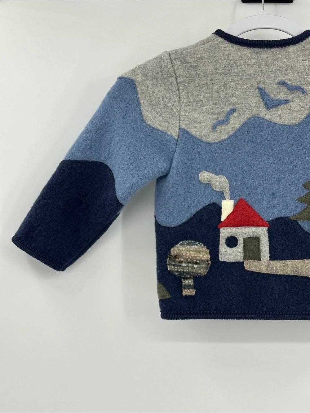 Vintage Lands' End Kids Scenic Wool Knit Cardigan Jacket